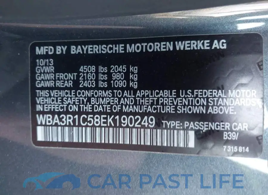 WBA3R1C58EK190249# 9