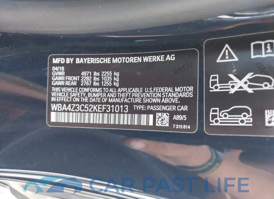 WBA4Z3C52KEF31013# 9