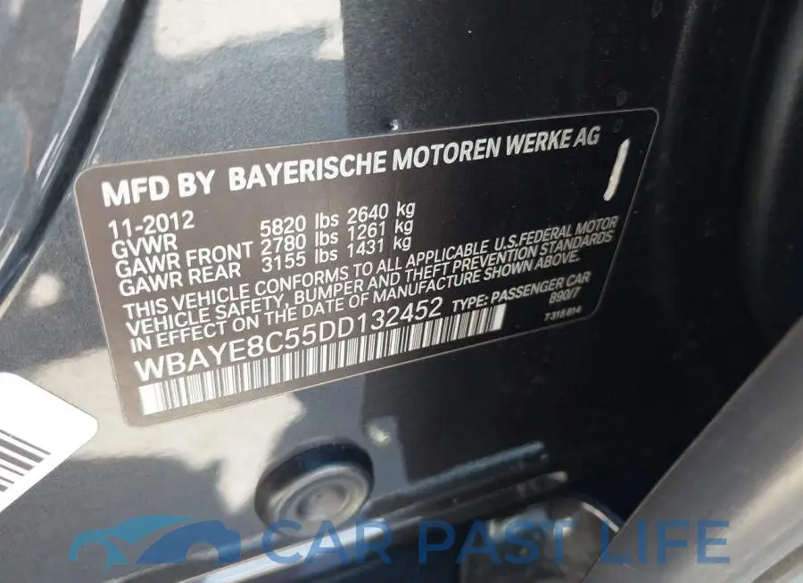 WBAYE8C55DD132452# 9
