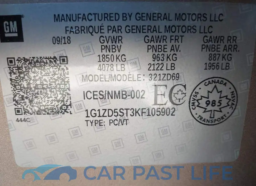 1G1ZD5ST3KF105902# 9