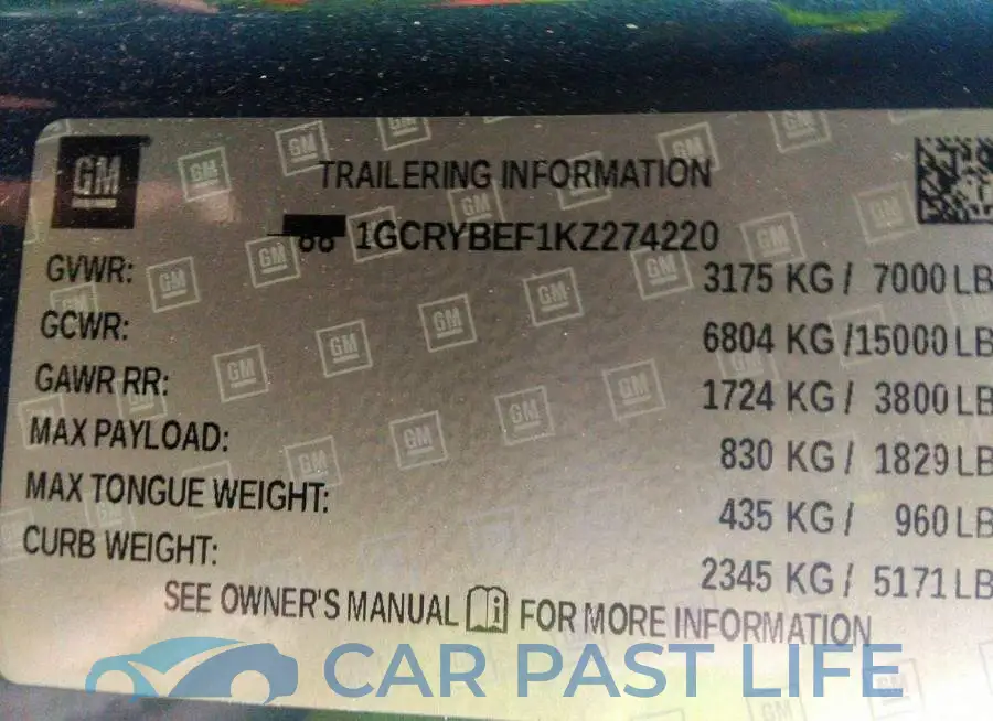 1GCRYBEF1KZ274220# 9