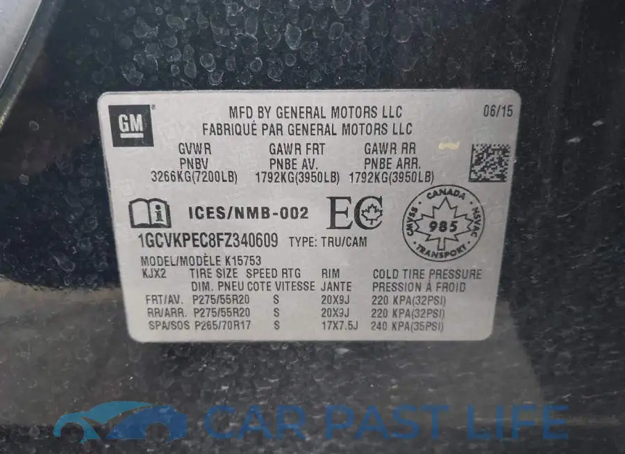 1GCVKPEC8FZ340609# 9