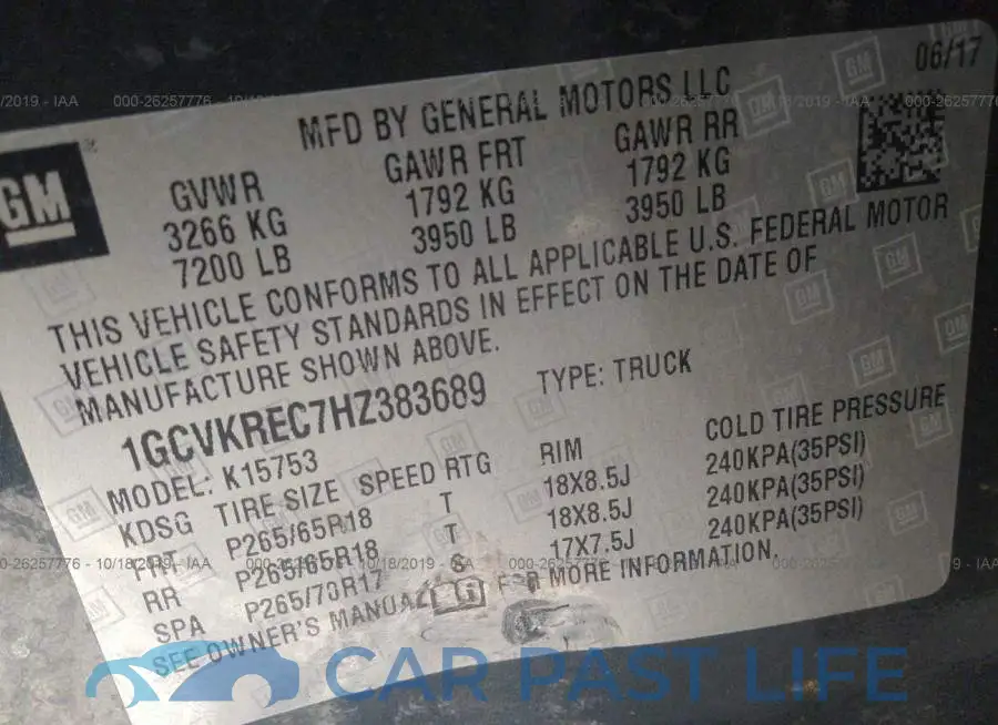 1GCVKREC7HZ383689# 9