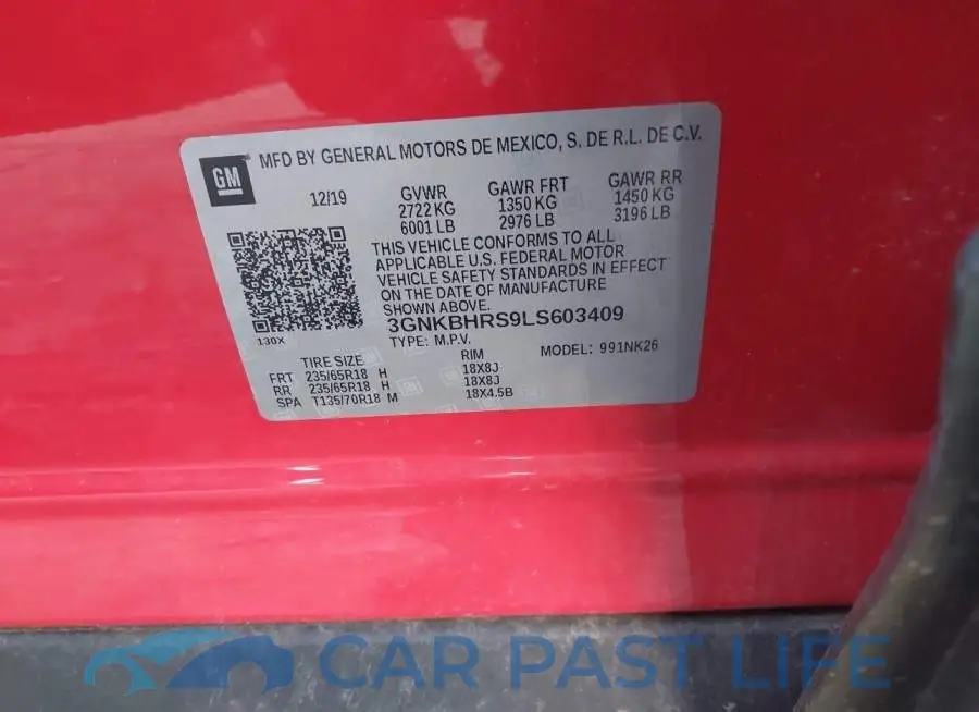 3GNKBHRS9LS603409# 9