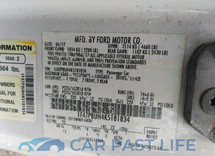 1FATP8UH4K5181834# 9