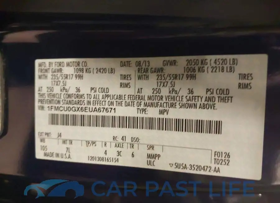 1FMCU0GX6EUA67671# 9