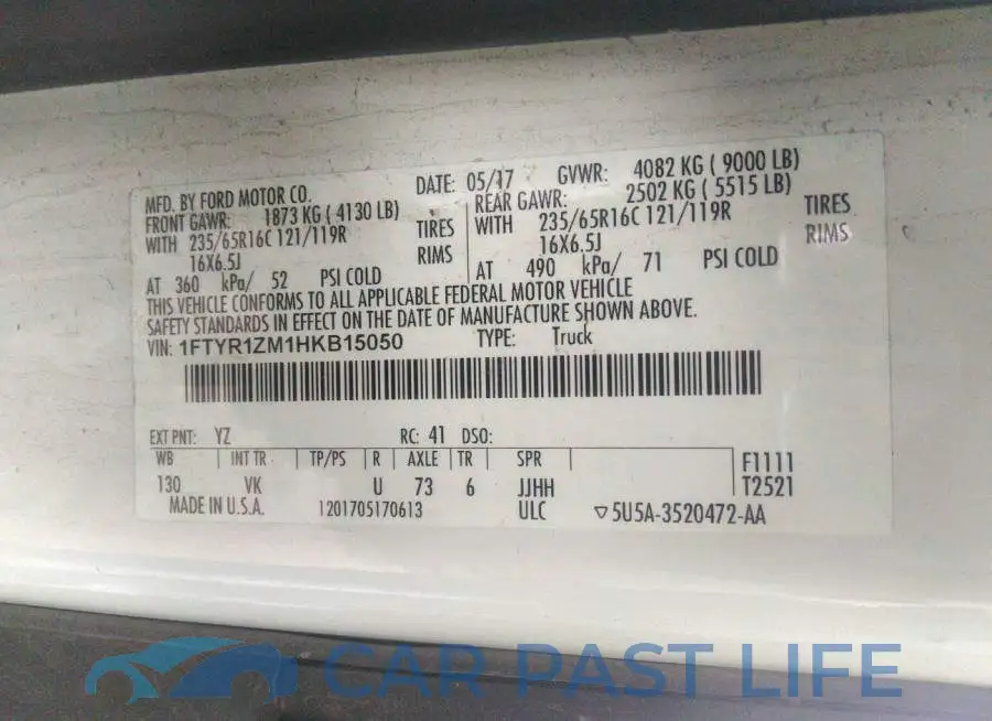 1FTYR1ZM1HKB15050# 9