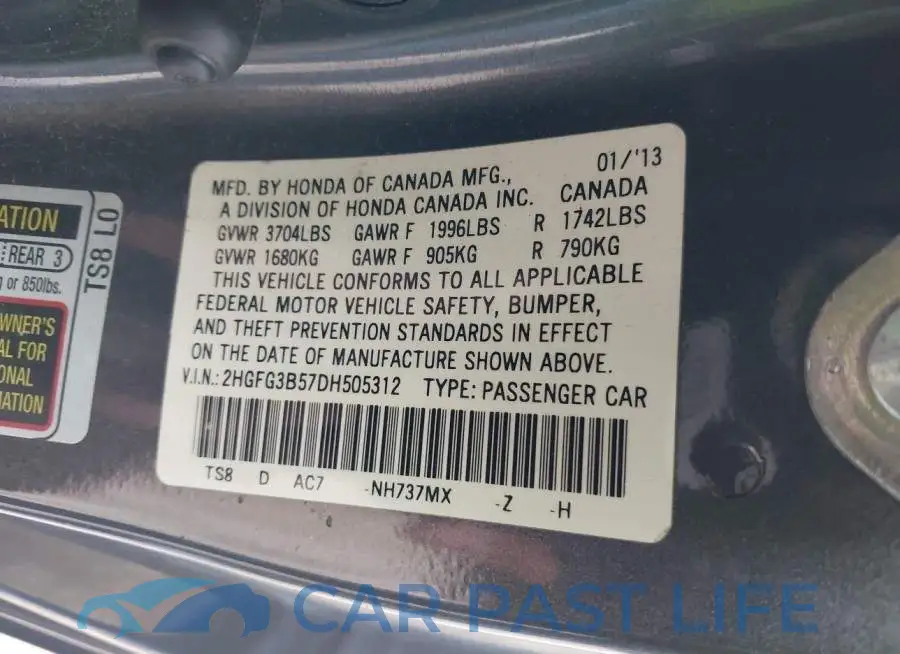 2HGFG3B57DH505312# 9