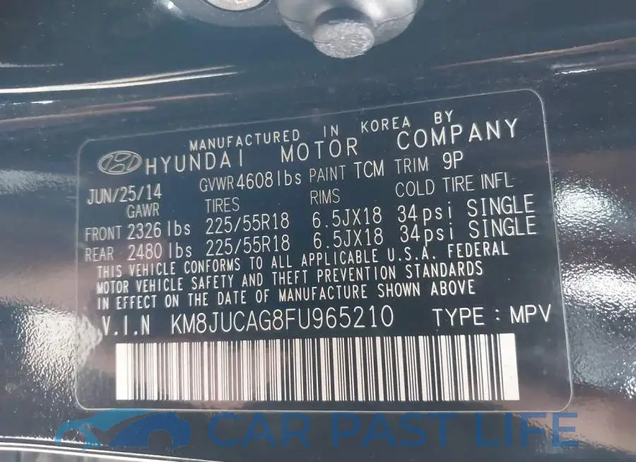 KM8JUCAG8FU965210# 9