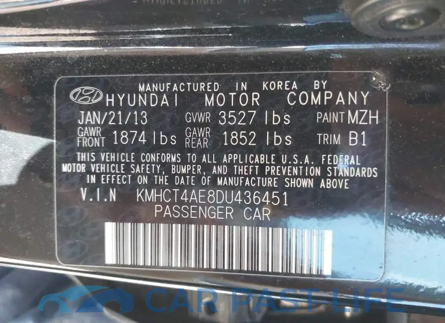 KMHCT4AE8DU436451# 9