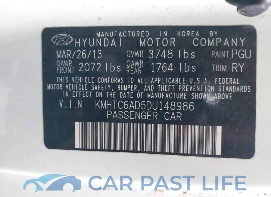 KMHTC6AD5DU148986# 9