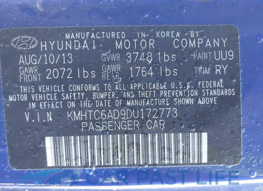 KMHTC6AD9DU172773# 9