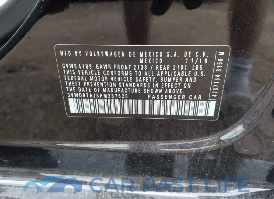 3VWDB7AJ8HM287623# 9