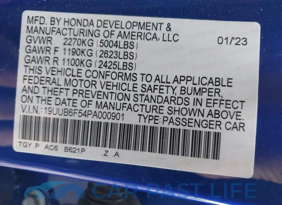 19UUB6F54PA000901# 9