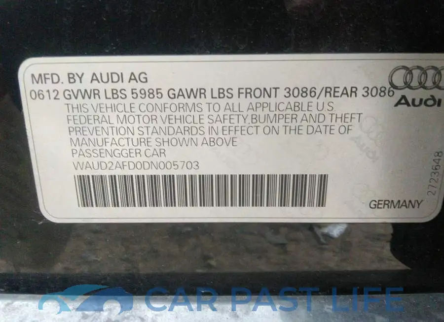 WAUD2AFD0DN005703# 9