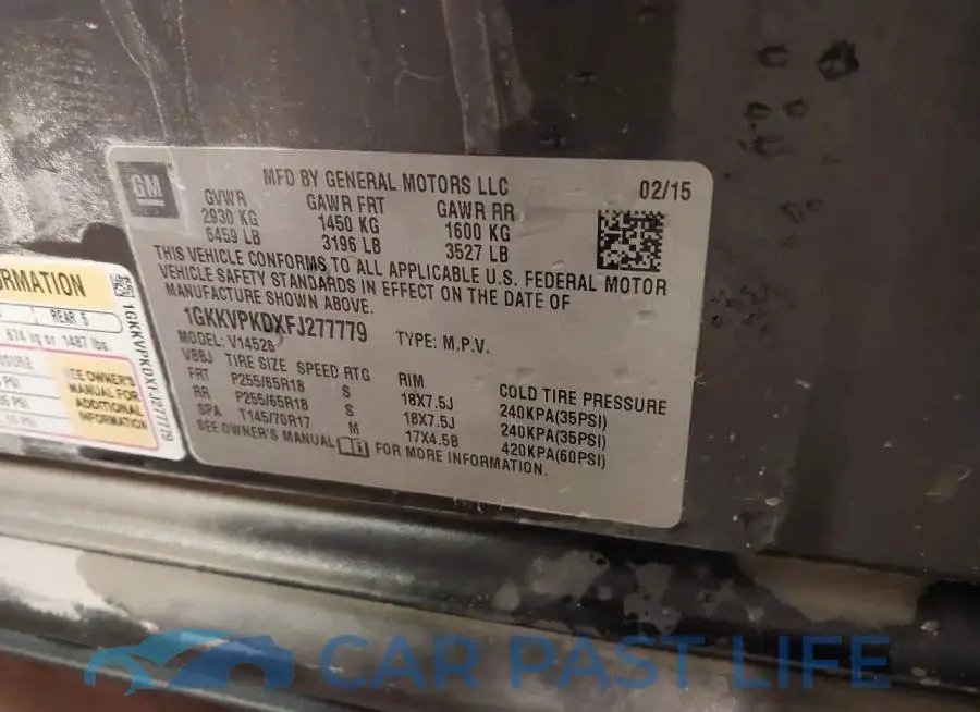 1GKKVPKDXFJ277779# 9