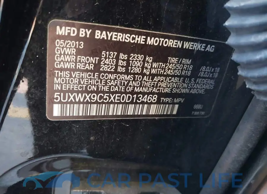 5UXWX9C5XE0D13468# 9