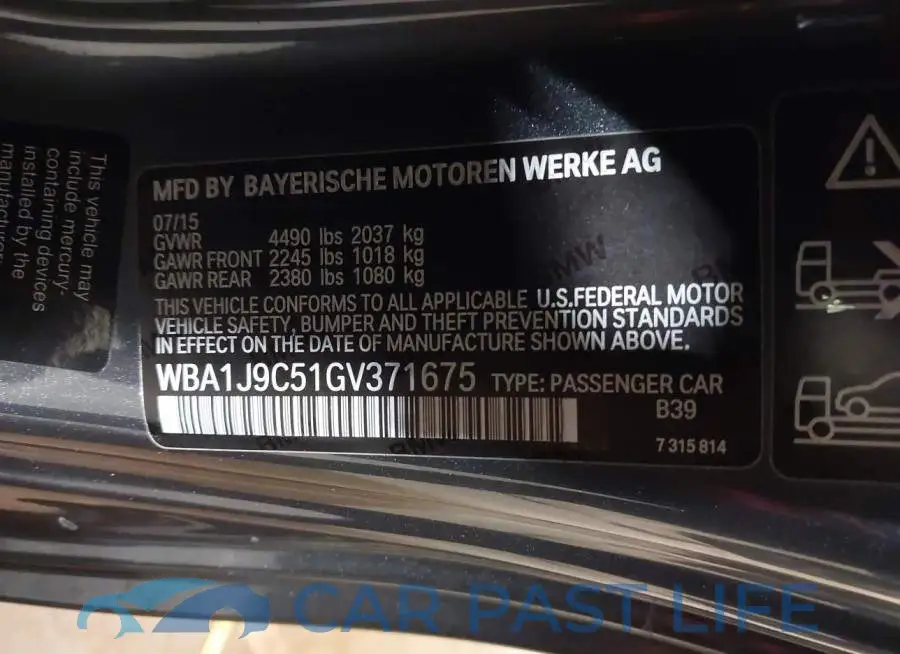 WBA1J9C51GV371675# 9