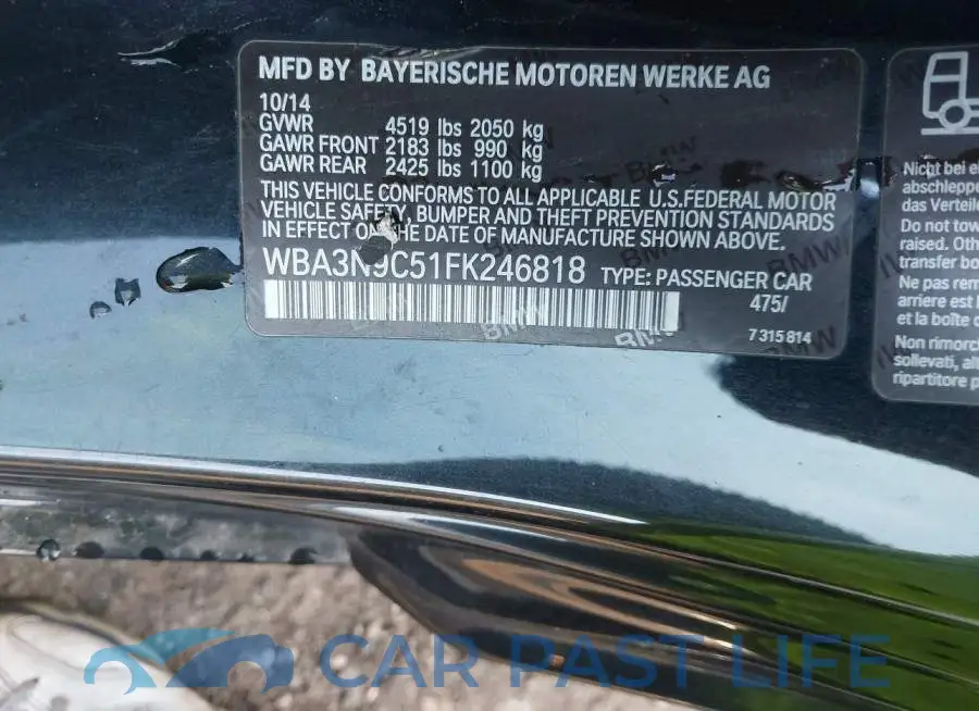 WBA3N9C51FK246818# 9