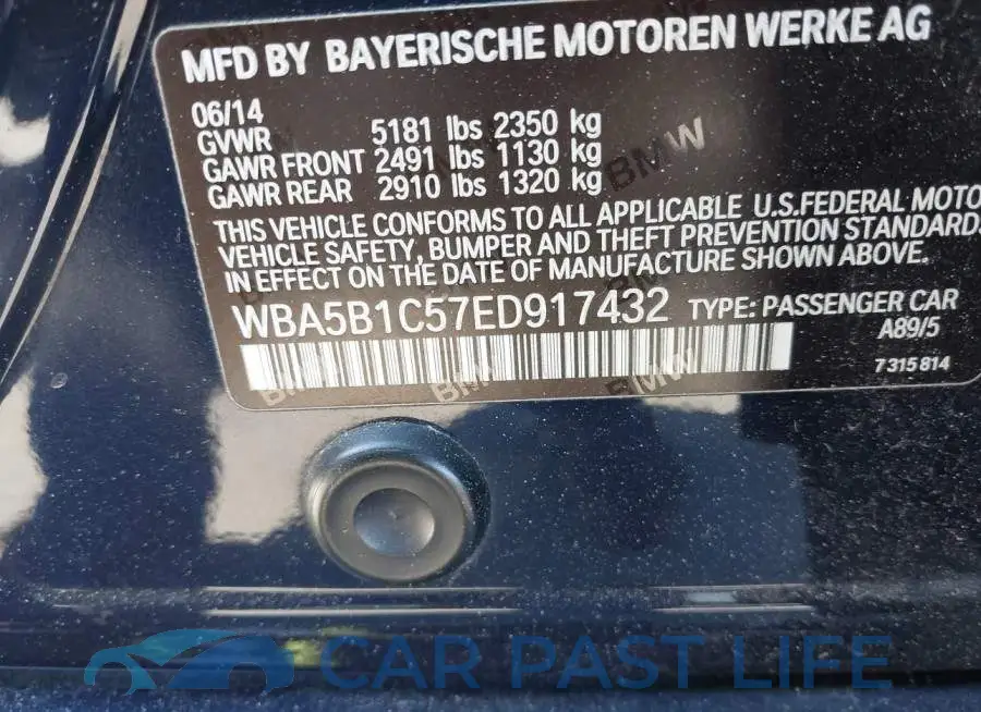 WBA5B1C57ED917432# 9