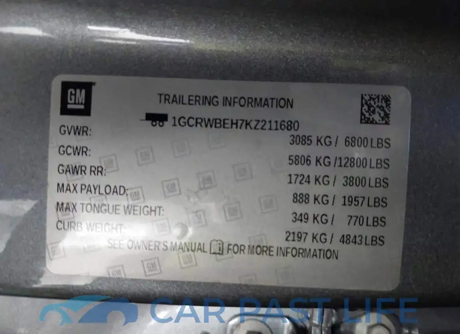 1GCRWBEH7KZ211680# 9