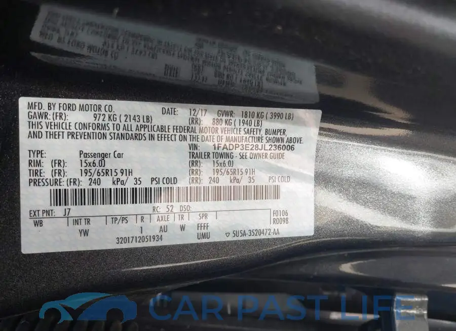 1FADP3E28JL236006# 9