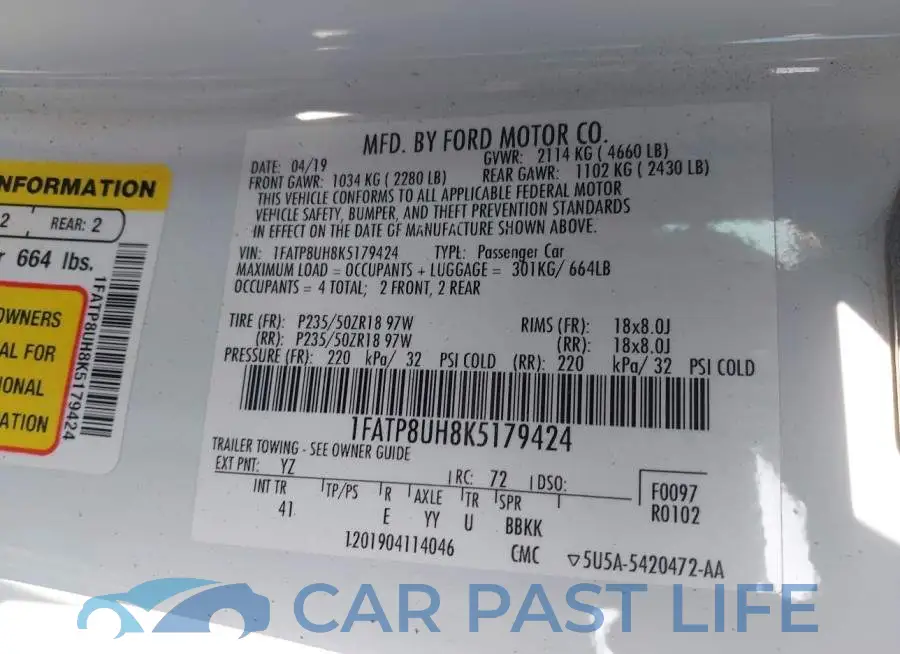 1FATP8UH8K5179424# 9