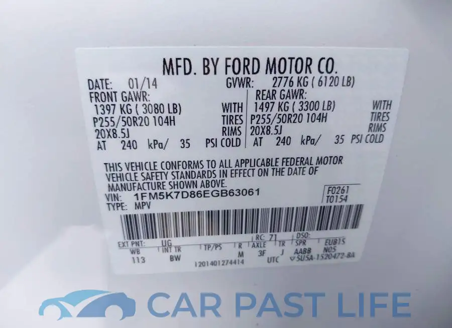 1FM5K7D86EGB63061# 9