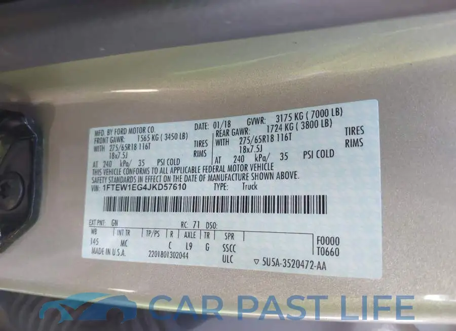 1FTEW1EG4JKD57610# 9