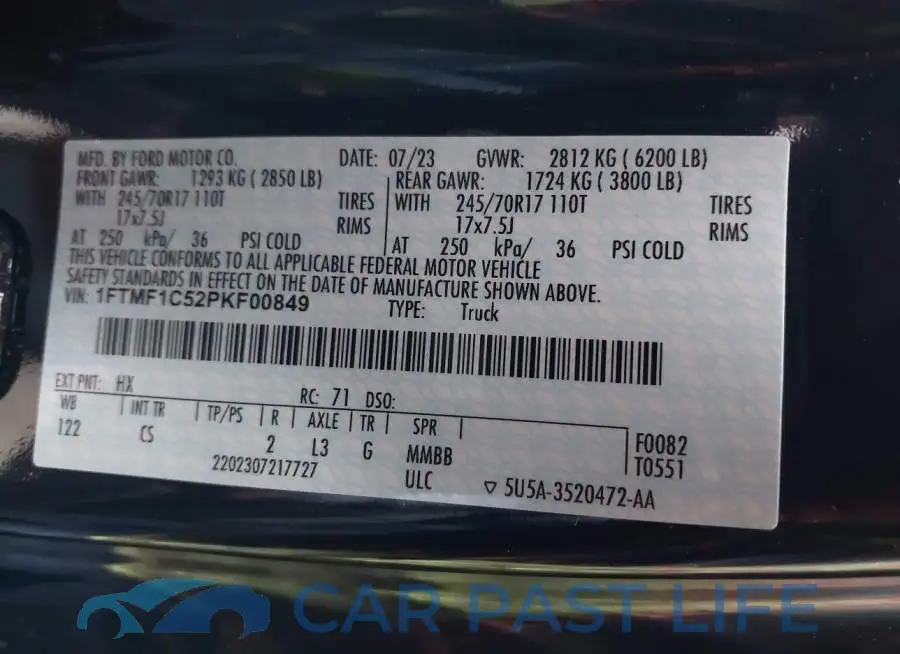 1FTMF1C52PKF00849# 9