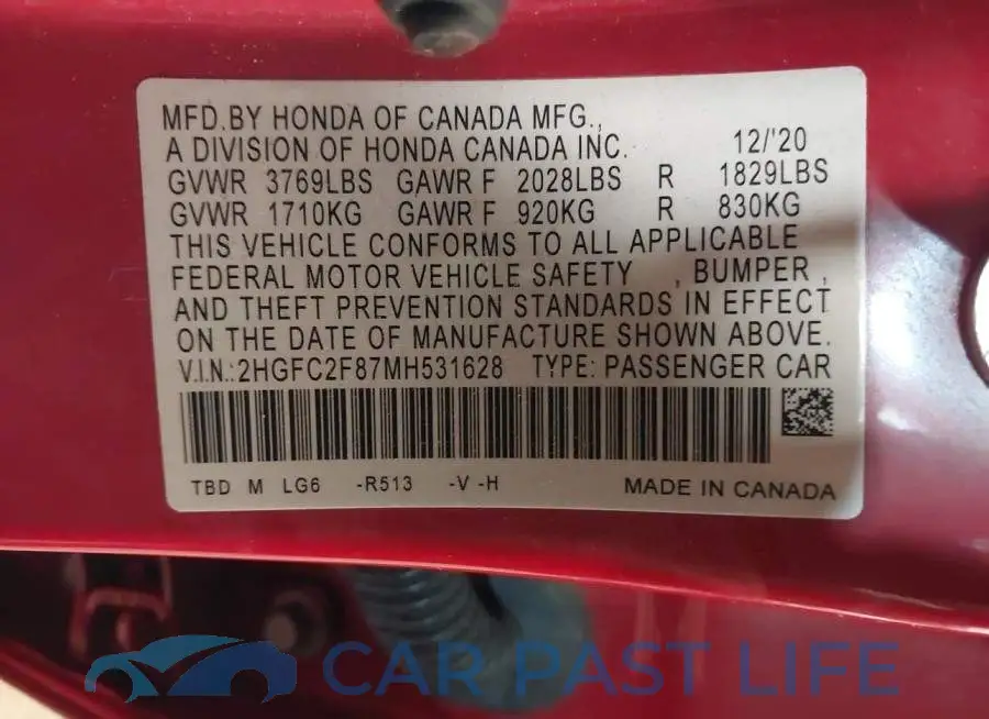 2HGFC2F87MH531628# 9