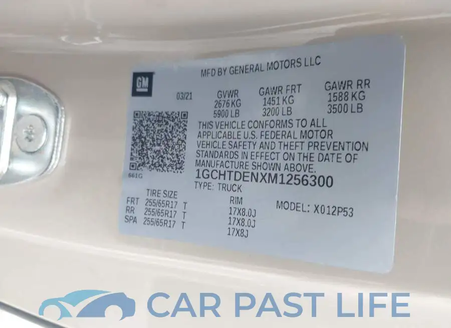 1GCHTDENXM1256300# 9