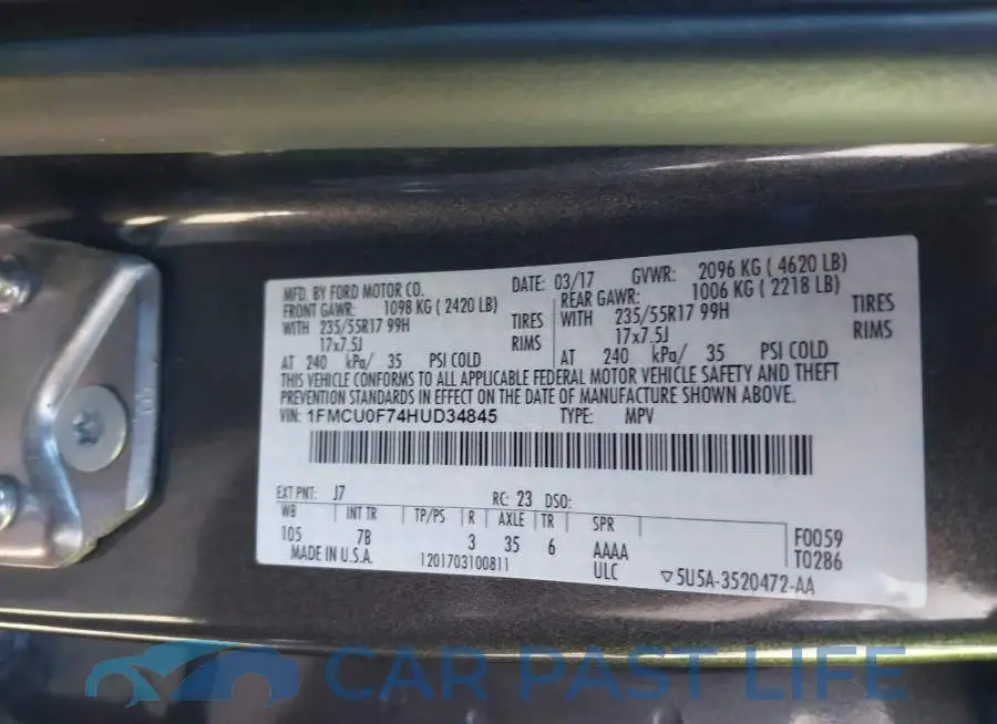 1FMCU0F74HUD34845# 9
