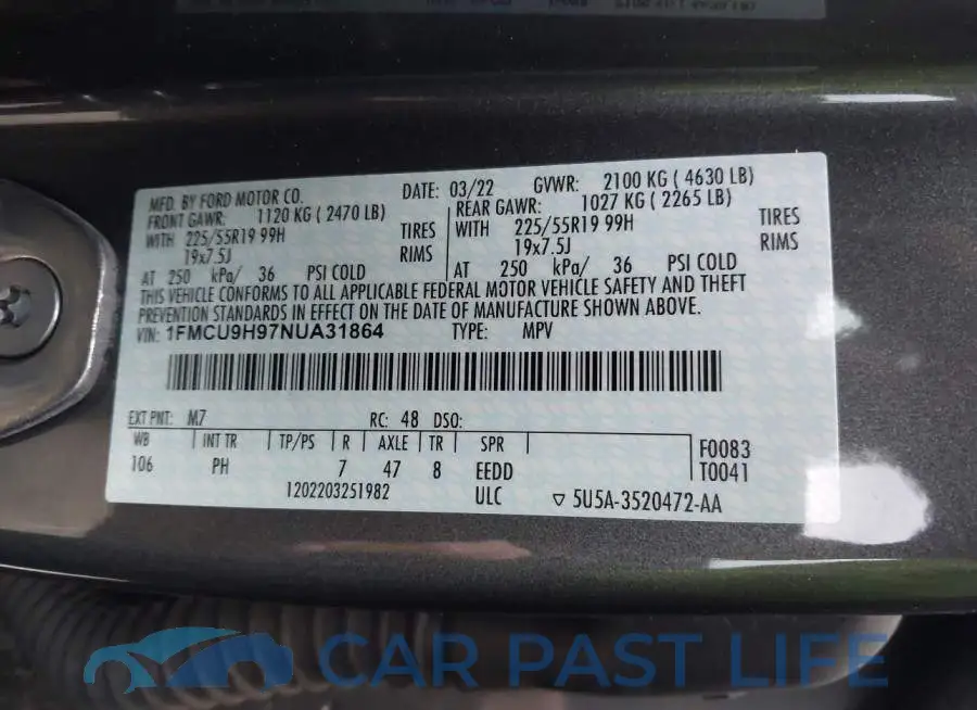 1FMCU9H97NUA31864# 9
