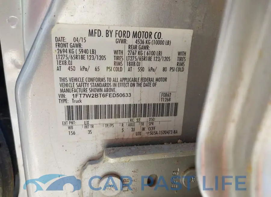 1FT7W2BT6FED50633# 9