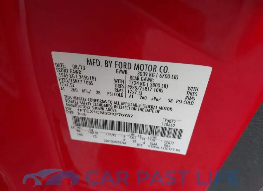 1FTEX1CM6DKF76787# 9