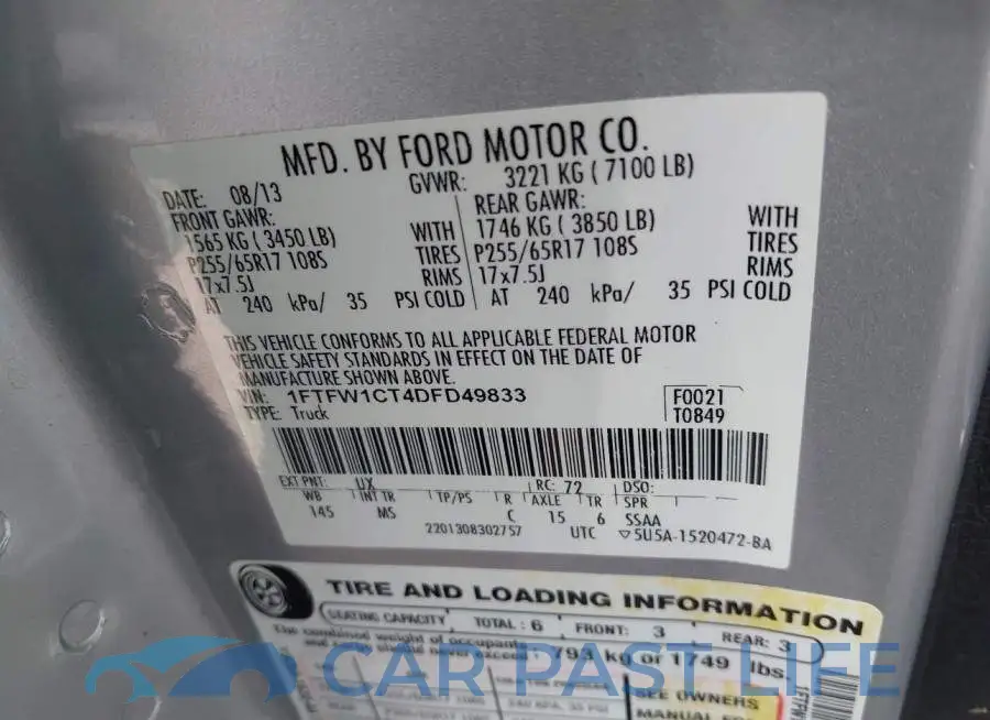 1FTFW1CT4DFD49833# 9