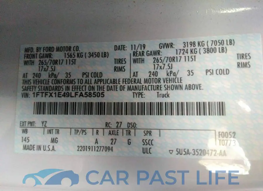 1FTFX1E49LFA58505# 9