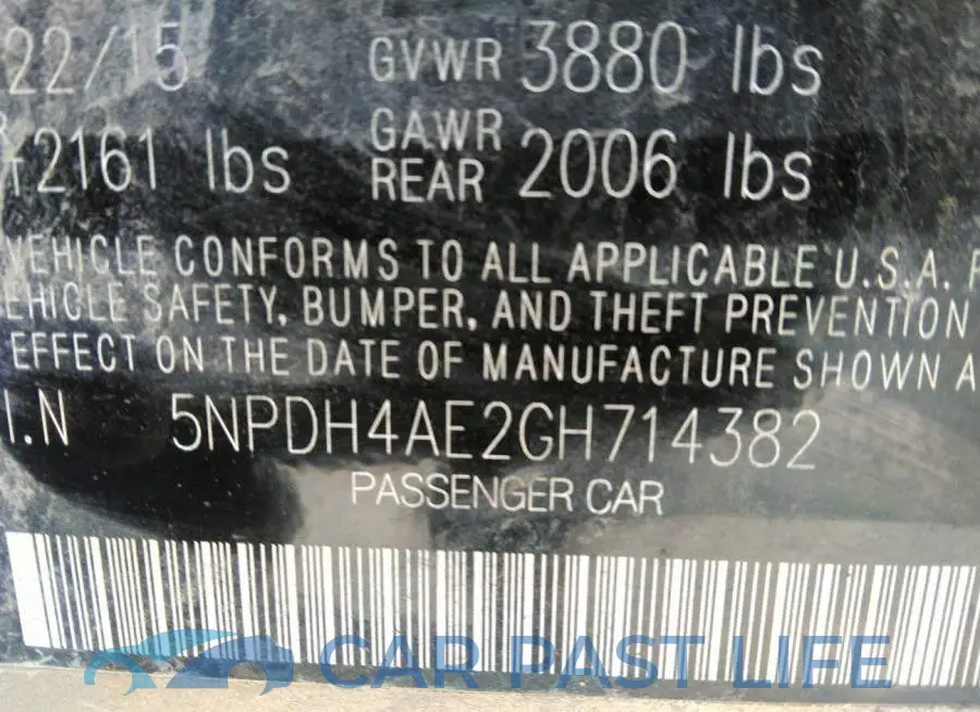 5NPDH4AE2GH714382# 9