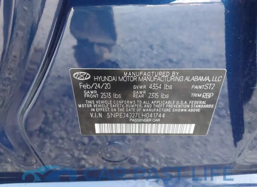 5NPEJ4J27LH041744# 9