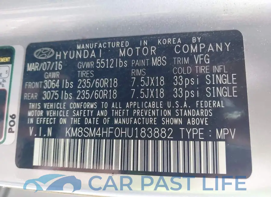KM8SM4HF0HU183882# 9
