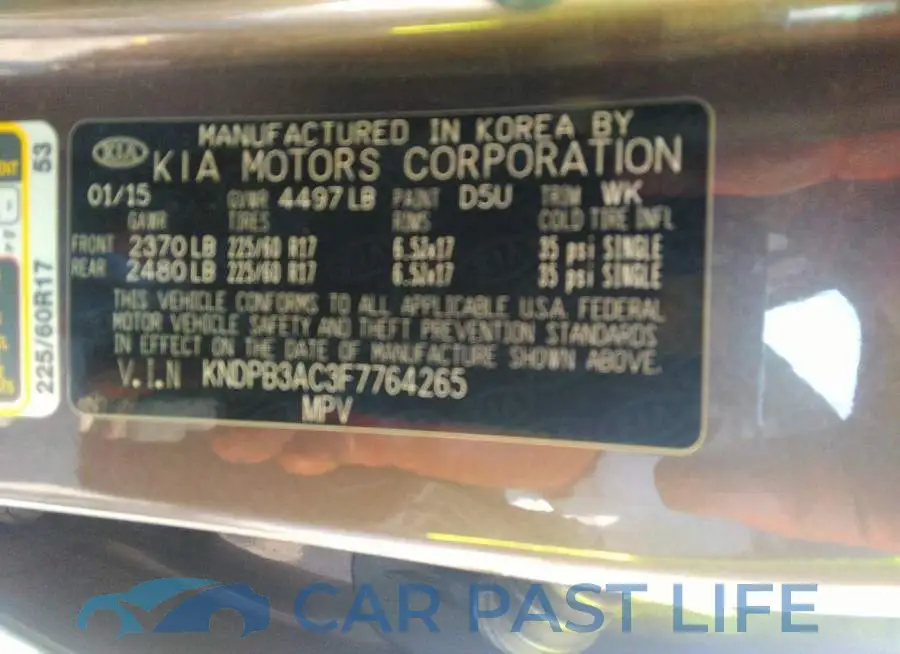KNDPB3AC3F7764265# 9