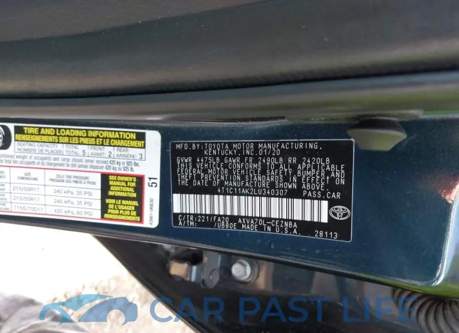 4T1C11AK2LU340307# 9