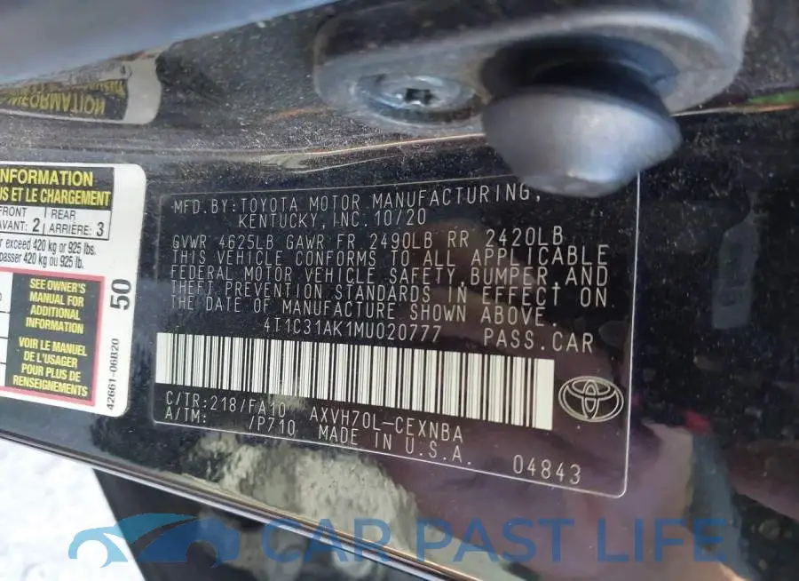4T1C31AK1MU020777# 9