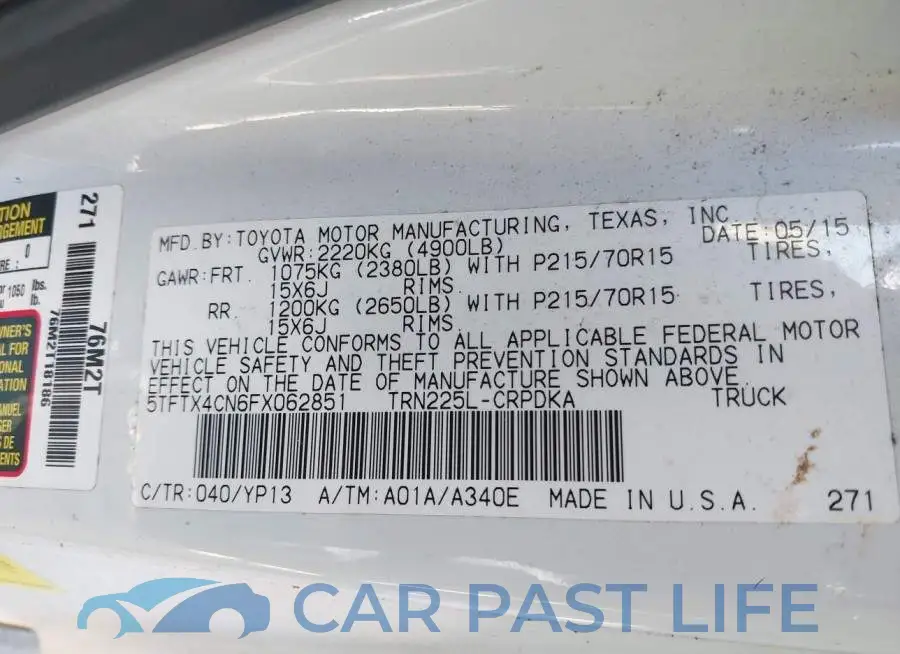5TFTX4CN6FX062851# 9