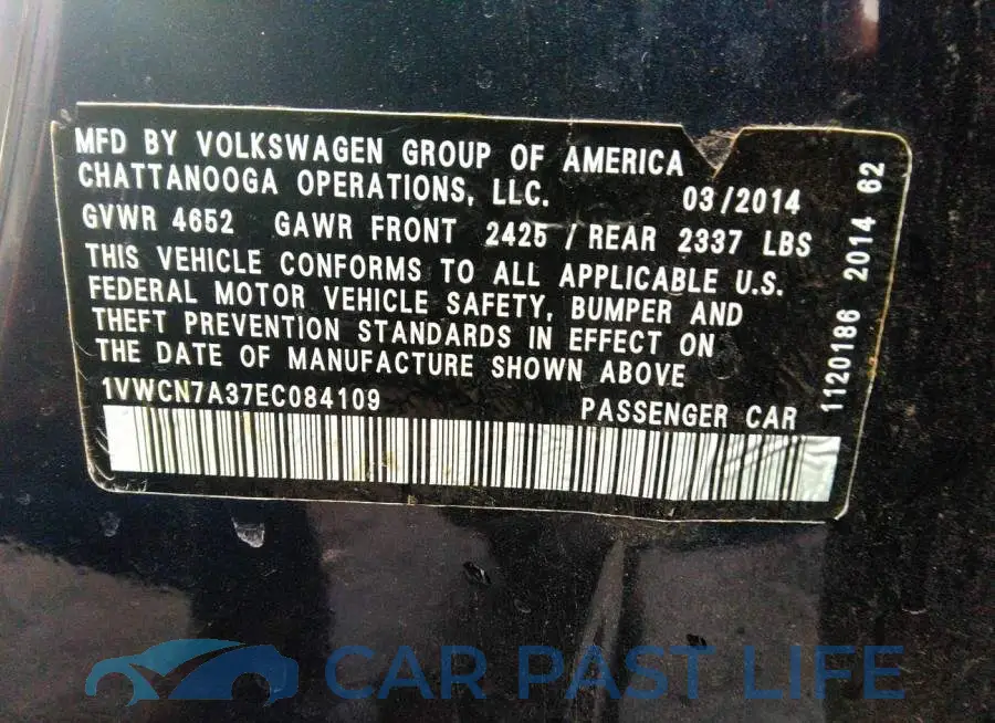 1VWCN7A37EC084109# 9
