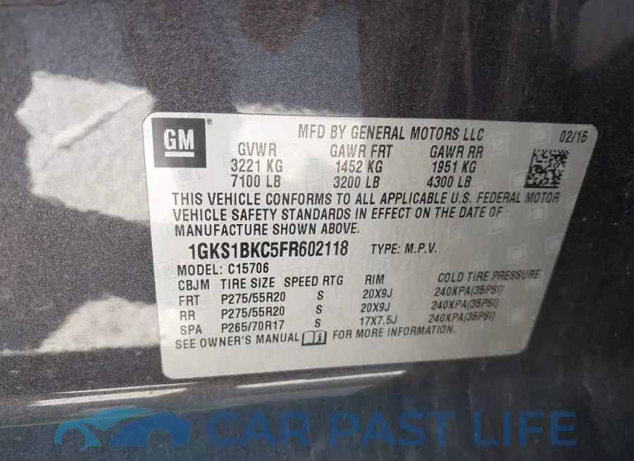 1GKS1BKC5FR602118# 9