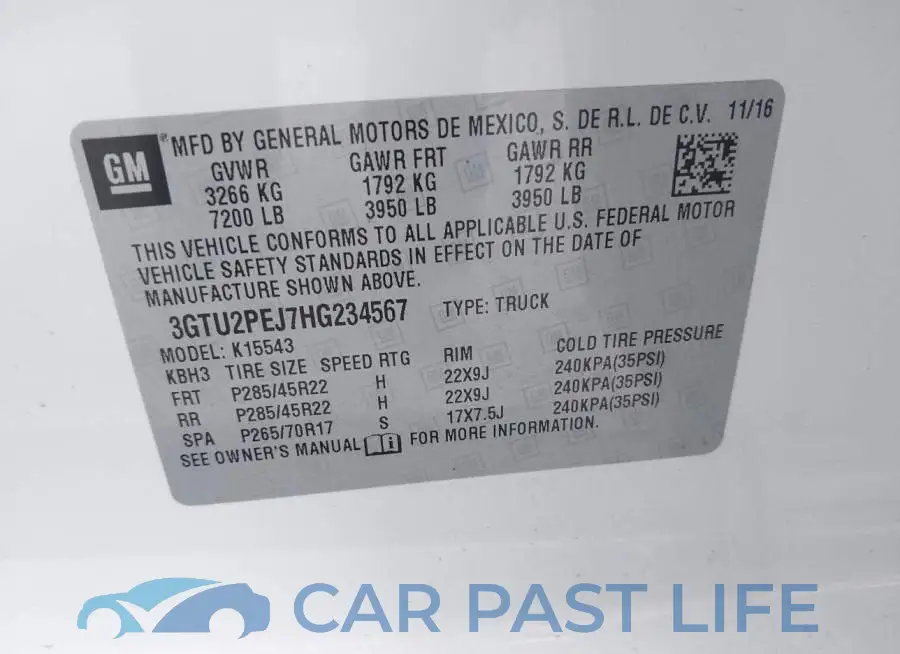 3GTU2PEJ7HG234567# 9