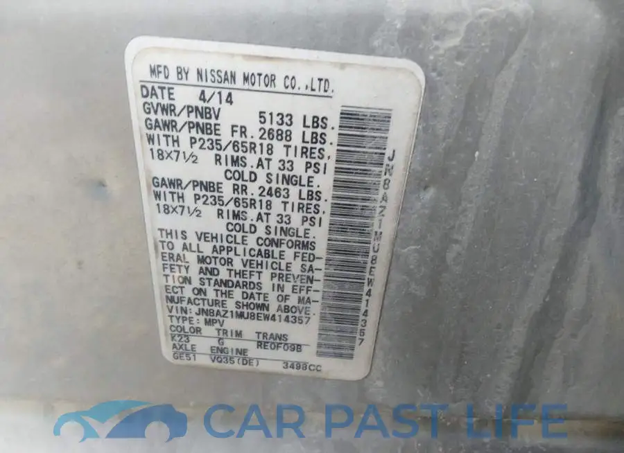 JN8AZ1MU8EW414357# 9