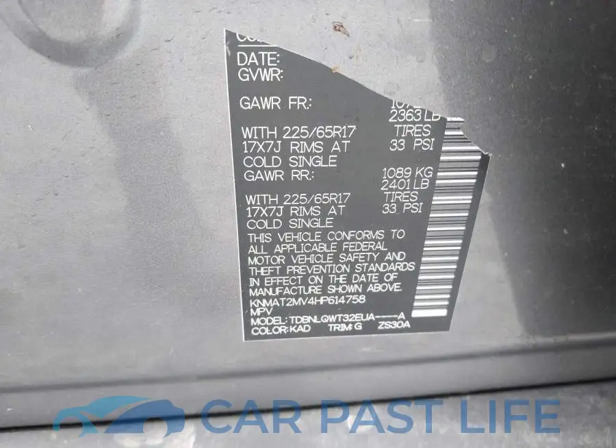 KNMAT2MV4HP614758# 9